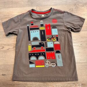 Tea Collection Boys Graphic Size 7‎ M T Shirt Gray Cityscape Short Sleeve Tee